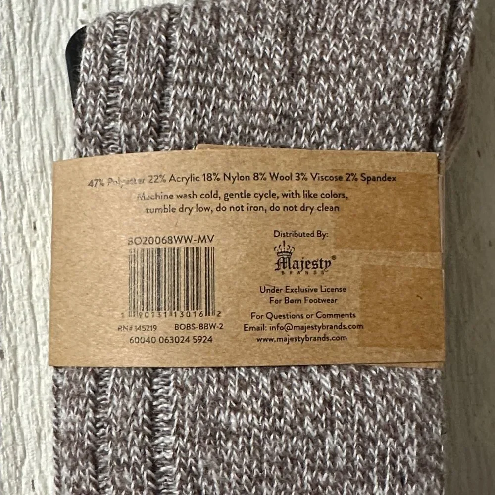 BORN Heather Brown Pink Beige US W 4-10 Texture Knit Pattern Boot Socks 2 Pack